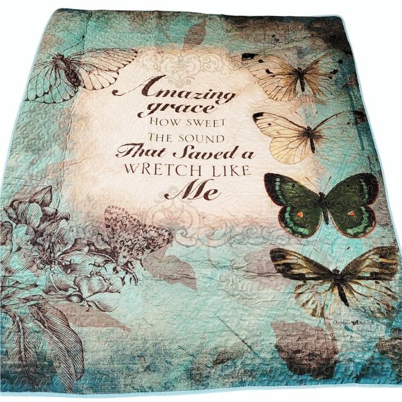 Christine Adolph New Amazing Grace Quilted Throw Blanket 50"X60" Butterflies - Picture 2 of 13
